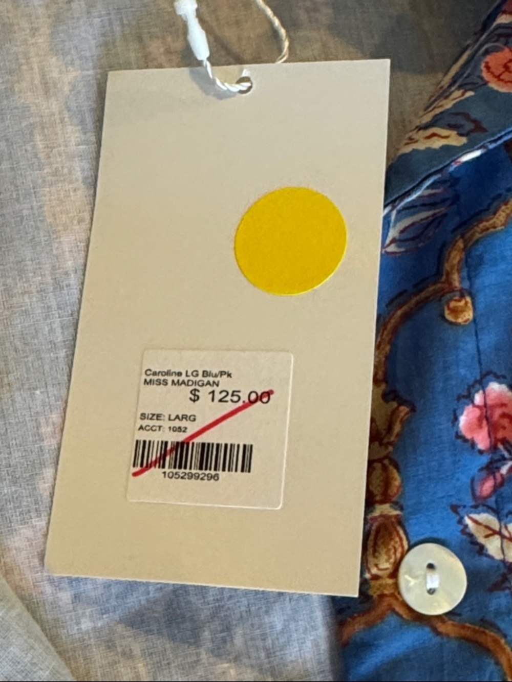 Miss Madigan Blue Floral Button-Up dress, women size large - Picture 3 of 14